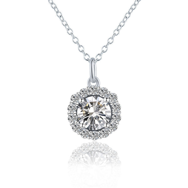 1 Karat Moissanite Pendant Round Bag Necklace