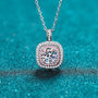 Silver Square Micro Inlaid Bezel Moissanite Women's Necklace