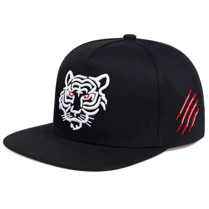 Flat Brim Tiger Head Men's Plus Size Baseball Cap