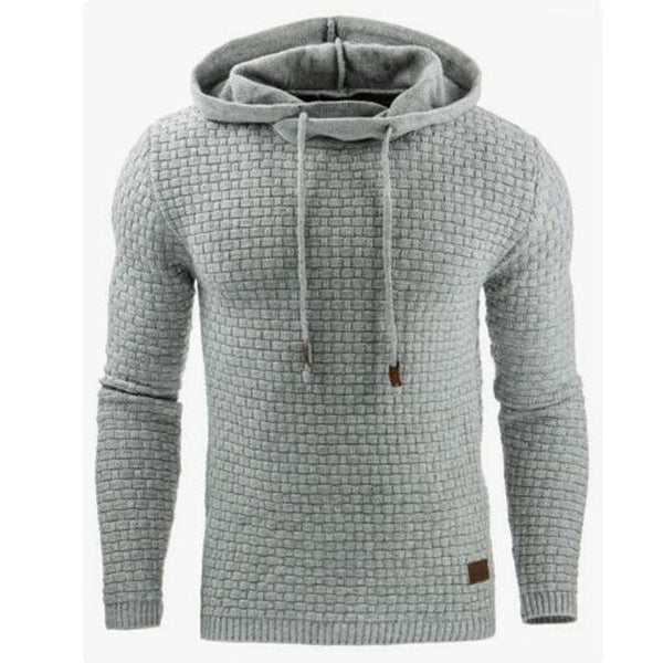 Men's Jacquard Sweater Long-sleeved Hoodie Warm Color Hooded Sweatshirt Jacket