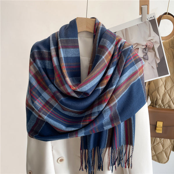 Cashmere Faux Cashmere Scarf Winter Plaid All Match