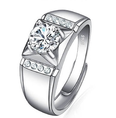 Platinum Diamond Ring Moissanite Ring D Color 1 Carat Opening