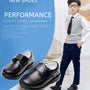 Boys Black Student Velcro British Leather Shoes