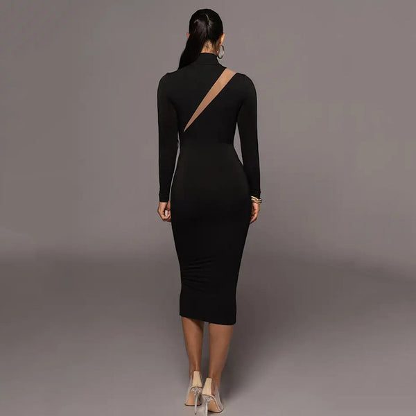 Round Neck Long Sleeve Stitching Dress Women