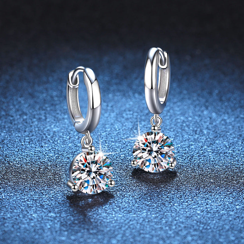 European And American S925 Sterling Silver Earrings Moissanite