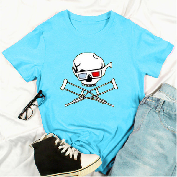 New Summer Skull Print Fashion Short-Sleeved T-Shirt Top