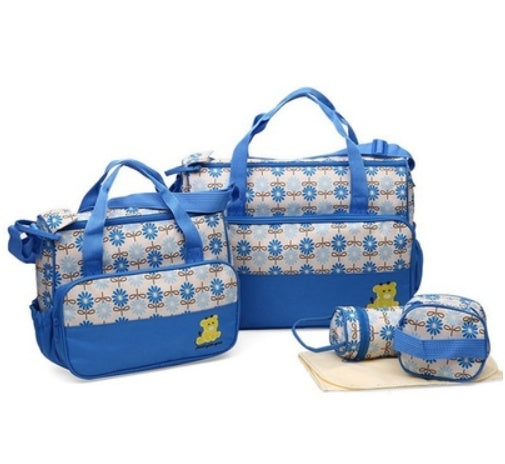 Mommy Bag Multi-functional Flower Scallop Size Five-piece Set Mommy Bag Portable