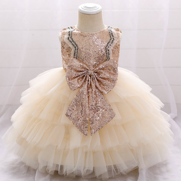 Baby Sequined Bow Children Princess Dress Gown