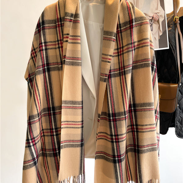 Cashmere Faux Cashmere Scarf Winter Plaid All Match