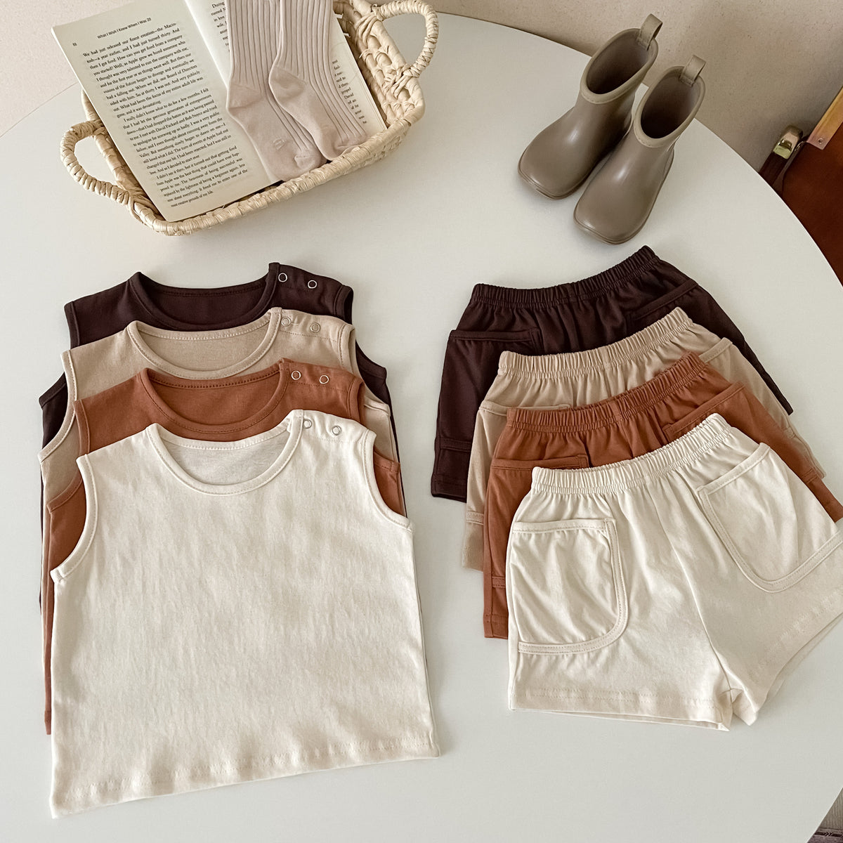 Ins Simple Vest Two-piece Set Infant Nordic Style Sports