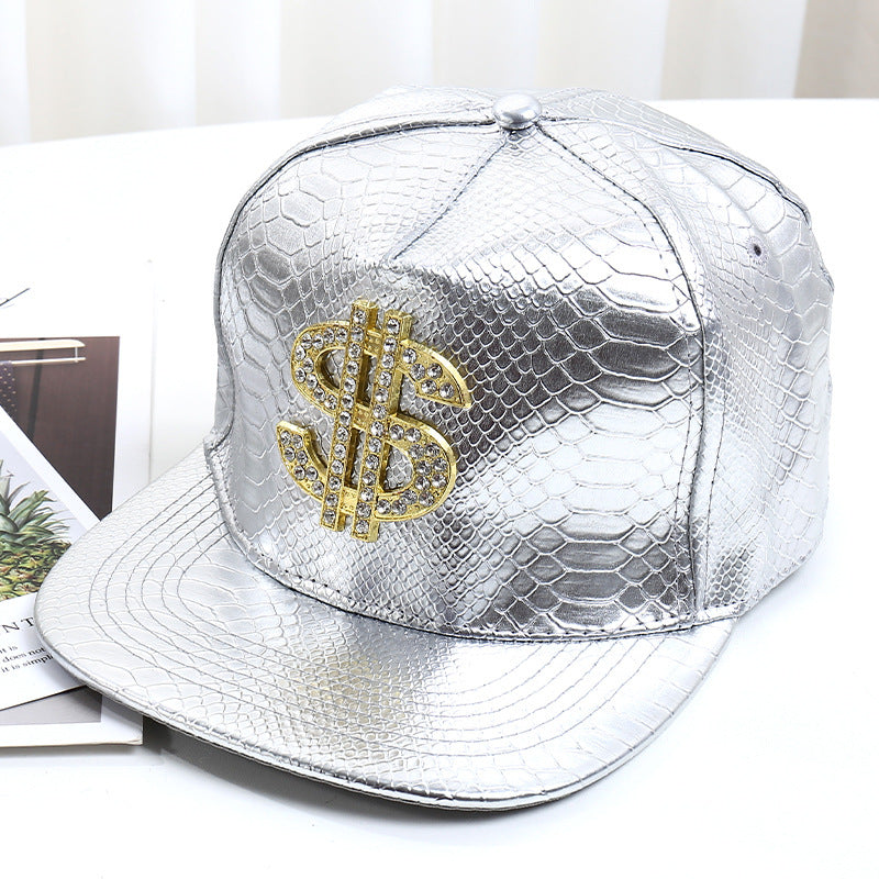 Pattern PU Leather Baseball Cap Hip-hop Fashion Cross