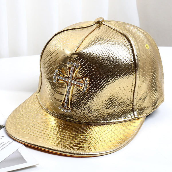 Pattern PU Leather Baseball Cap Hip-hop Fashion Cross