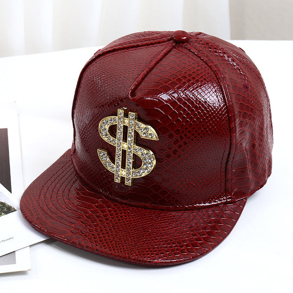 Pattern PU Leather Baseball Cap Hip-hop Fashion Cross