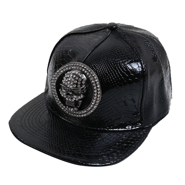 Pattern PU Leather Baseball Cap Hip-hop Fashion Cross