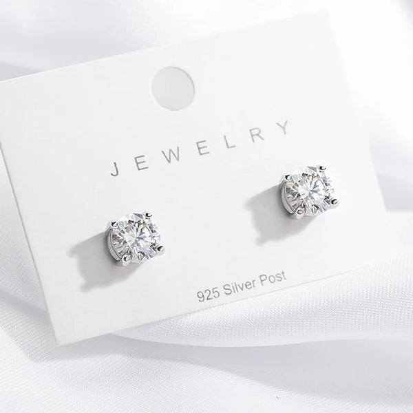 Moissanite Diamond Studs Earrings S925 Silver Platinum Plated GRA 0.1-3CT Test Passed