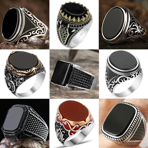 Dark Glamour Mens New Vintage Rings Geometric Shadow