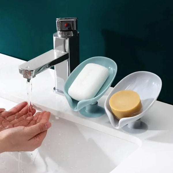 2PCS Drain Soap Holder Leaf Shape Soap Box