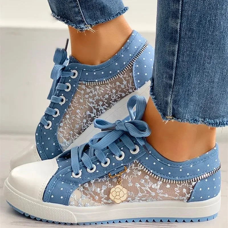 Summer Casual Cutouts Lace Canvas Flat Shoes