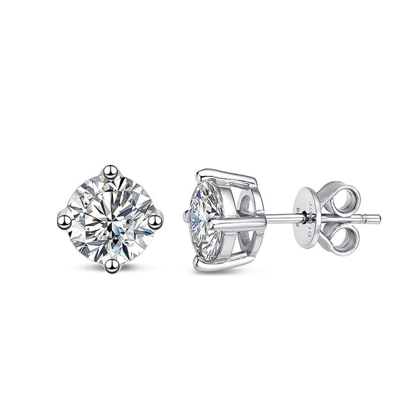 Moissanite Diamond Studs Earrings S925 Silver Platinum Plated GRA 0.1-3CT Test Passed