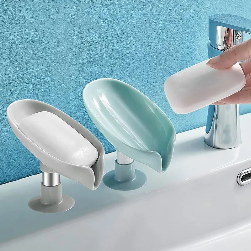 2PCS Drain Soap Holder Leaf Shape Soap Box