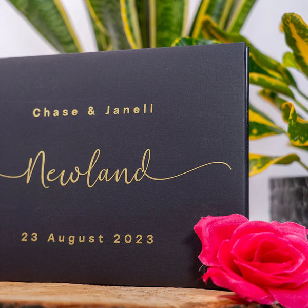 Personalized Wedding Guest Book - Black & White Horizontal