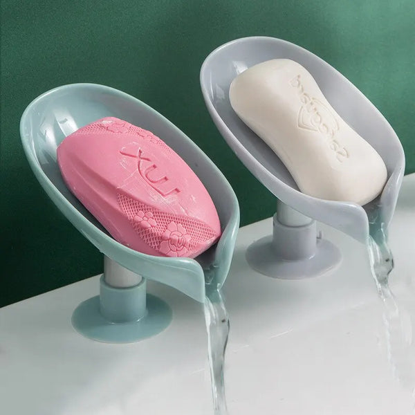 2PCS Drain Soap Holder Leaf Shape Soap Box