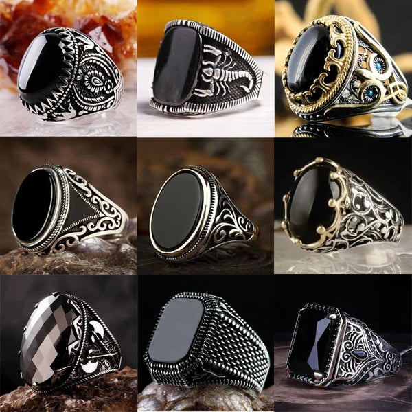 Dark Glamour Mens New Vintage Rings Midnight Rebellion