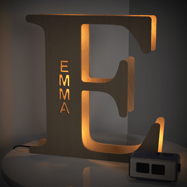 Personalised Wooden Letter Lamp Custom Name Alphabet Night Lights 19CM