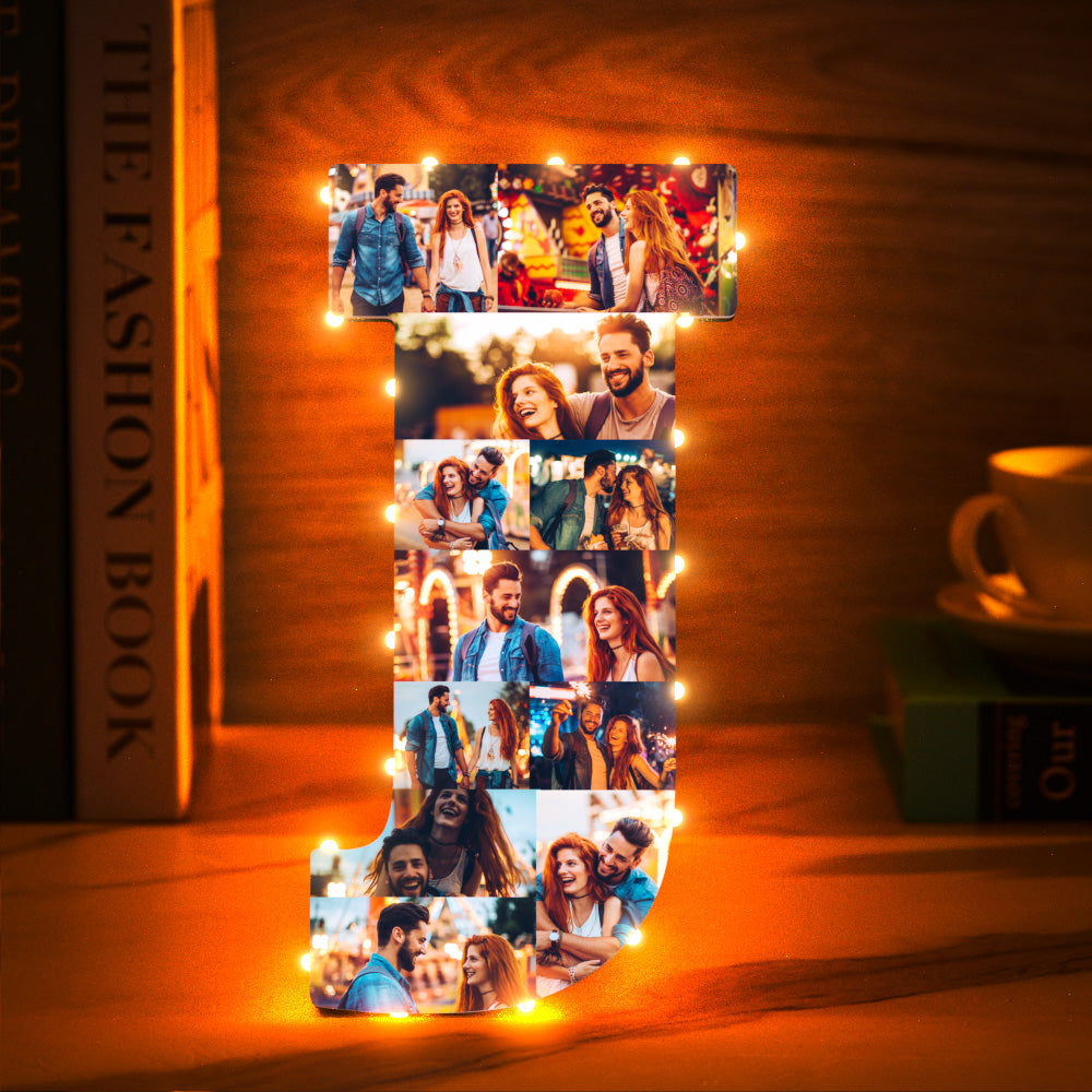 Personalized A-Z Letter Shaped Night Light with 10 Pictures