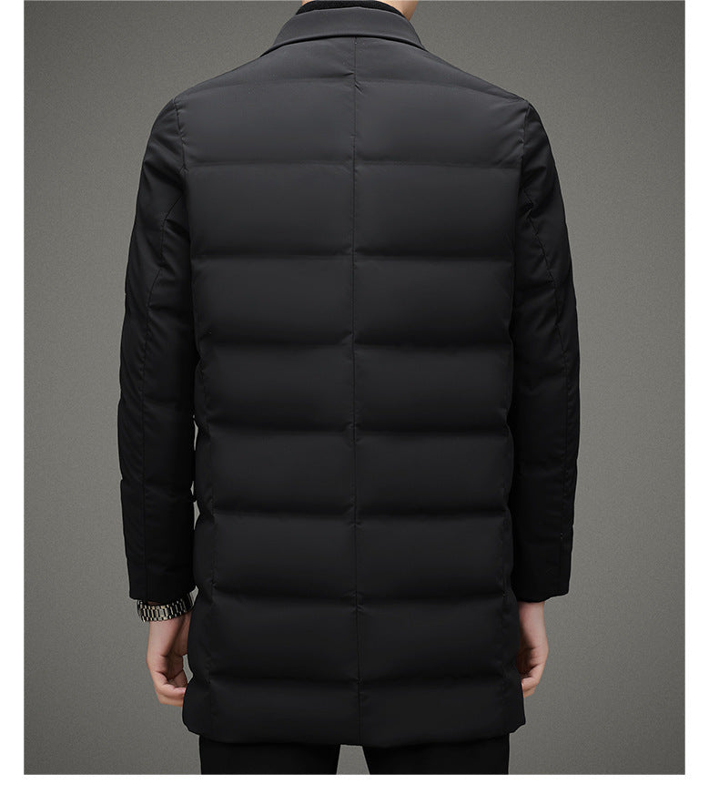 Men's Scarf Collar Cold-proof Down Jacket Coat Mid-length