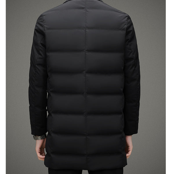 Men's Scarf Collar Cold-proof Down Jacket Coat Mid-length