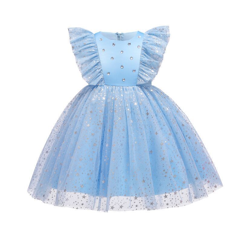 Bright Star Mesh Flounced Sleeve Baby Girl Pettiskirt