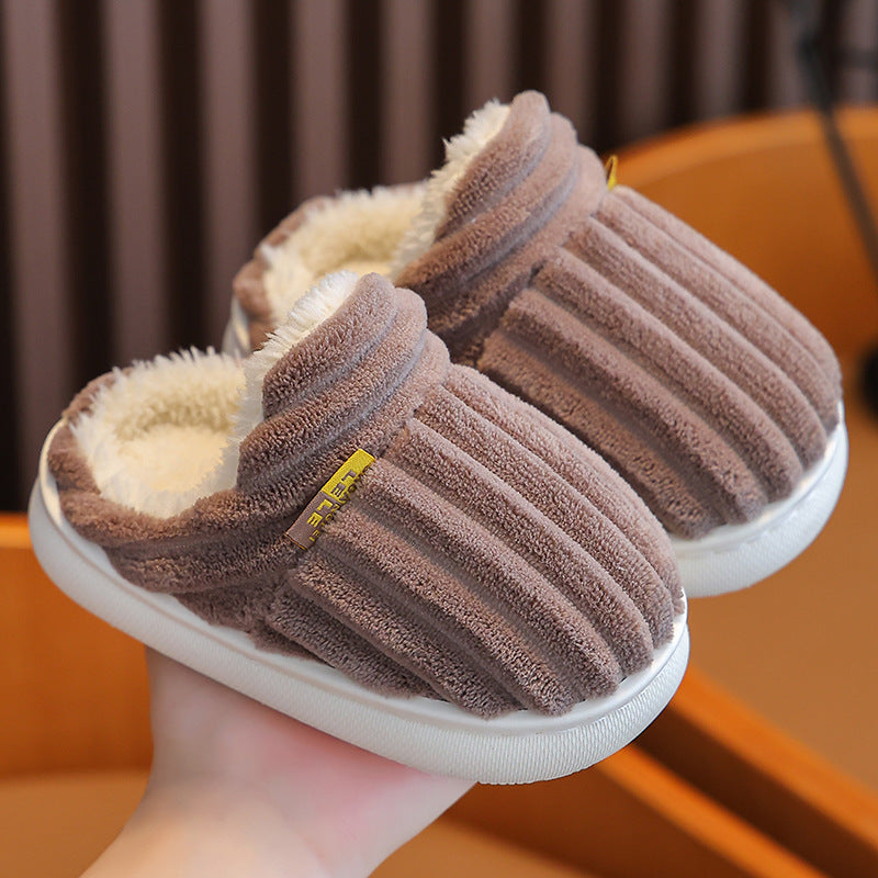 Children's Cotton Slippers Winter Baby Indoor Bag Heel Warm Plush Non-slip