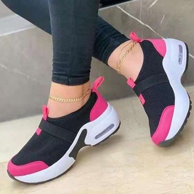 Flying Woven Elastic And Velcro Decoration Casual Sneakers