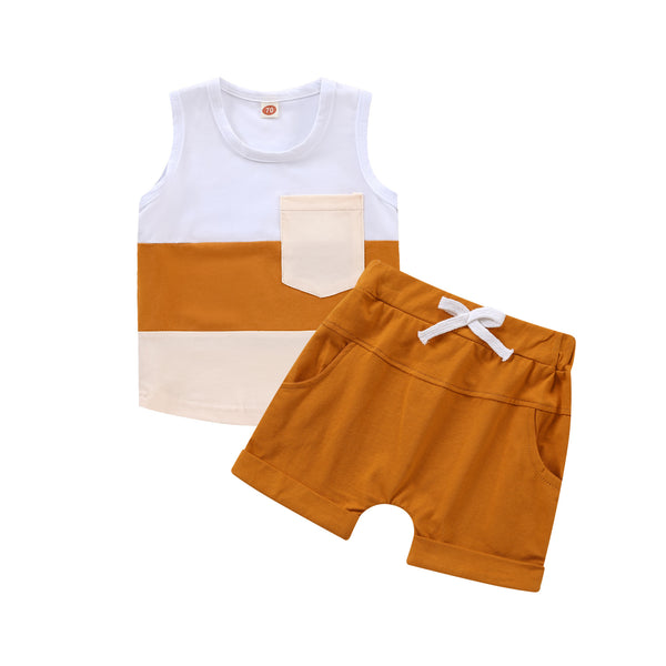 Short-sleeved Shorts Stitching Children's Suit