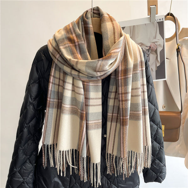 Cashmere Faux Cashmere Scarf Winter Plaid All Match