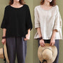 Loose Cotton And Linen Simplicity Women T-shirt