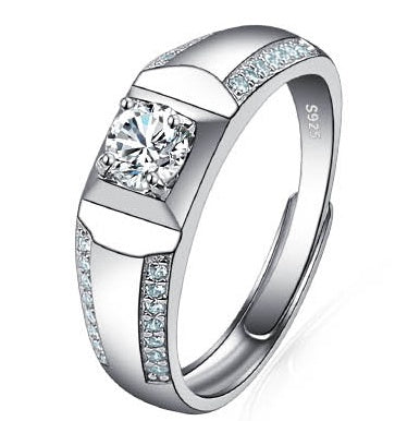 Platinum Diamond Ring Moissanite Ring D Color 1 Carat Opening