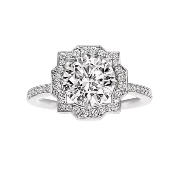 Moissanite Ring Sterling Silver Gold Plated 18K