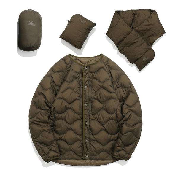 Simple Casual Wave Down Jacket Personality Couple