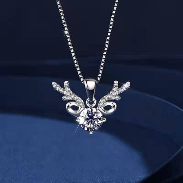 D Color Moissanite Fashion Cute Deer Pendant Exquisite Necklace