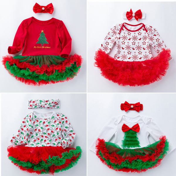 Baby Christmas Clothing Snowflake Long Sleeve Baby's Gown