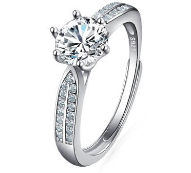 Platinum Diamond Ring Moissanite Ring D Color 1 Carat Opening