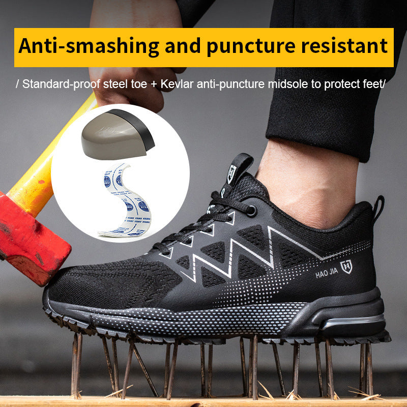 Flying Woven Steel Toe Cap Safety Shoes Male Attack Shield And Anti-stab