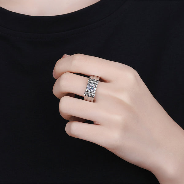 Imitation Moissanite Platinum Plated Domineering Wedding Ring