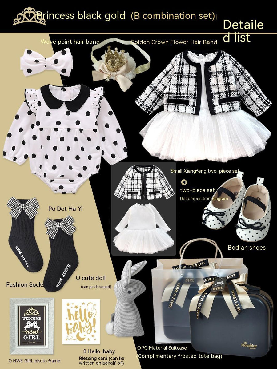 Baby Gift Package Little Princess Black Gold Dress Polka Dot Set