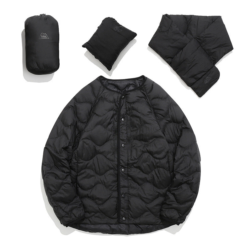 Simple Casual Wave Down Jacket Personality Couple