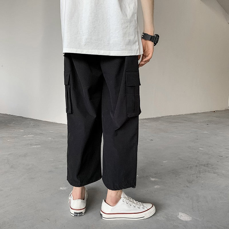 Mens Fashion Sports Casual Loose Fitting Wide Leg Trousers