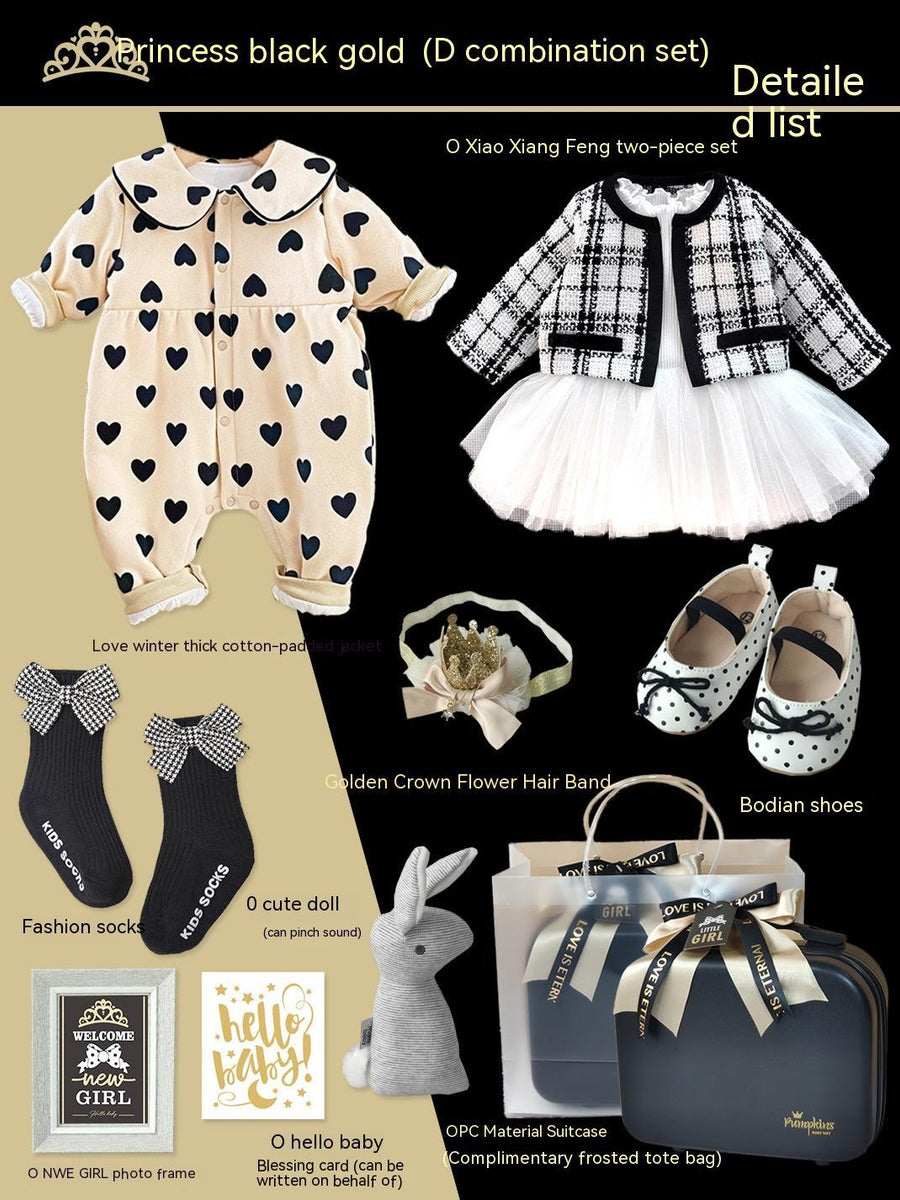 Baby Gift Package Little Princess Black Gold Dress Polka Dot Set