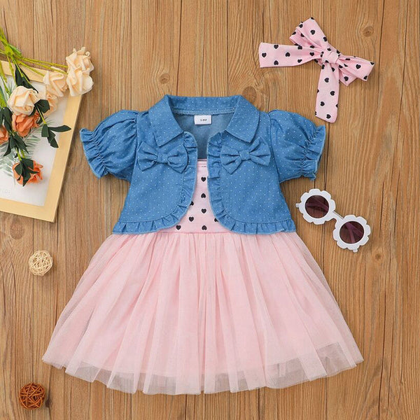 Girls' Coat Suspender Skirt Two-piece Baby Dress